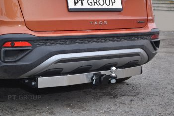 17 659 р. Фаркоп Petroil Tuning (съемный квадрат, с нержавеющей пластиной) Volkswagen Taos (2020-2022)  с доставкой в г. Москва. Увеличить фотографию 3