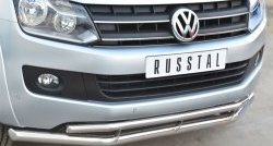 20 599 р. Защита переднего бампера (2 трубыØ63 и 42 мм, нержавейка) SLITKOFF Volkswagen Amarok дорестайлинг (2009-2016)  с доставкой в г. Москва. Увеличить фотографию 2