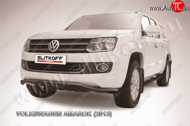 10 999 р. Защита переднего бампер Slitkoff  Volkswagen Amarok (2009-2016) дорестайлинг (Цвет: серебристый)  с доставкой в г. Москва