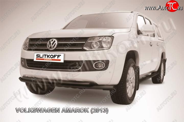 16 299 р. Защита переднего бампер Slitkoff Volkswagen Amarok дорестайлинг (2009-2016) (Цвет: серебристый)  с доставкой в г. Москва