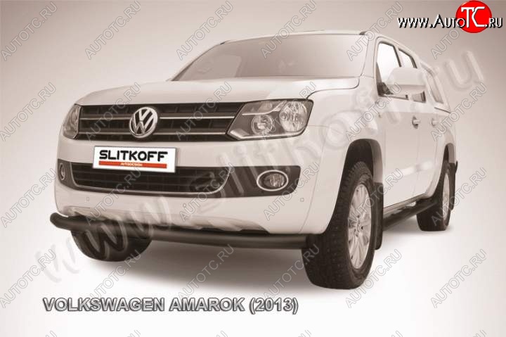 13 299 р. Защита переднего бампер Slitkoff Volkswagen Amarok дорестайлинг (2009-2016) (Цвет: серебристый)  с доставкой в г. Москва