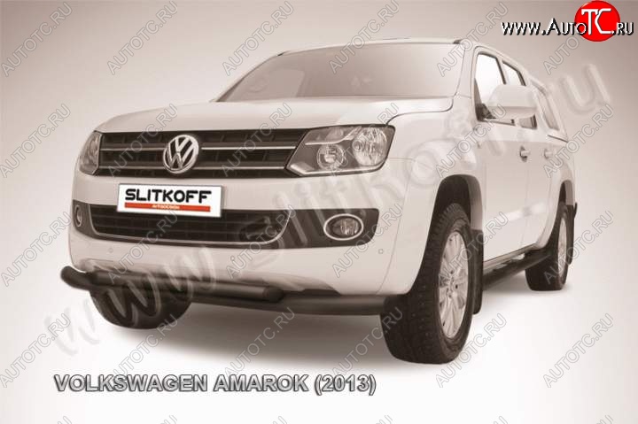 16 899 р. Защита переднего бампер Slitkoff Volkswagen Amarok дорестайлинг (2009-2016) (Цвет: серебристый)  с доставкой в г. Москва