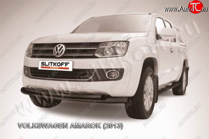 17 799 р. Защита переднего бампер Slitkoff Volkswagen Amarok дорестайлинг (2009-2016) (Цвет: серебристый)  с доставкой в г. Москва