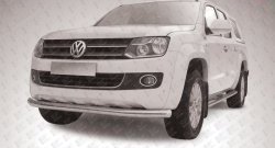 17 399 р. Одинарная защита переднего бампера диаметром 76 мм Slitkoff  Volkswagen Amarok (2009-2016) дорестайлинг (Цвет: нержавеющая полированная сталь)  с доставкой в г. Москва. Увеличить фотографию 1