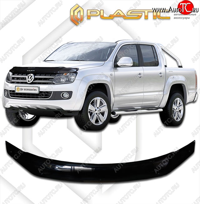 2 079 р. Дефлектор капота CA-Plastik  Volkswagen Amarok (2016-2022) рестайлинг (Classic черный, Без надписи)  с доставкой в г. Москва