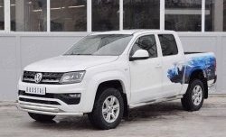 18 549 р. Защита переднего бампера (2 трубыØ63 мм, нержавейка) SLITKOFF  Volkswagen Amarok (2016-2022) рестайлинг  с доставкой в г. Москва. Увеличить фотографию 2