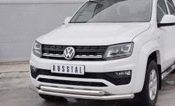 18 549 р. Защита переднего бампера (2 трубыØ63 мм, нержавейка) SLITKOFF  Volkswagen Amarok (2016-2022) рестайлинг  с доставкой в г. Москва. Увеличить фотографию 3