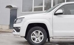 17 849 р. Защита переднего бампера (Ø63 мм с углами, нержавейка) SLITKOFF  Volkswagen Amarok (2016-2022) рестайлинг  с доставкой в г. Москва. Увеличить фотографию 3