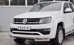 17 849 р. Защита переднего бампера (Ø63 мм с углами, нержавейка) SLITKOFF  Volkswagen Amarok (2016-2022) рестайлинг  с доставкой в г. Москва. Увеличить фотографию 4