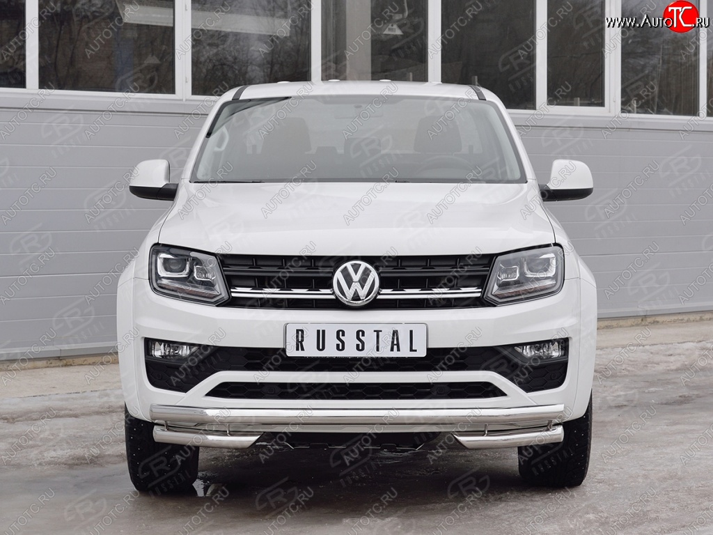 17 849 р. Защита переднего бампера (Ø63 мм с углами, нержавейка) SLITKOFF  Volkswagen Amarok (2016-2022) рестайлинг  с доставкой в г. Москва