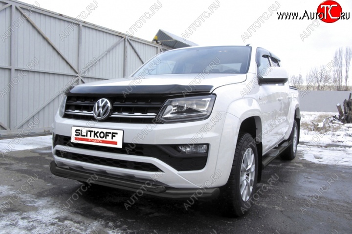 14 999 р. Защита переднего бампер Slitkoff  Volkswagen Amarok (2016-2022) рестайлинг (Цвет: серебристый)  с доставкой в г. Москва