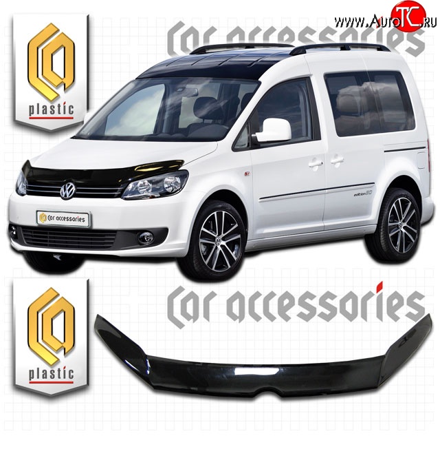 2 159 р. Дефлектор капота (левый руль) CA-Plastic  Volkswagen Caddy  2K (2010-2015) рестайлинг (Classic черный, Без надписи)  с доставкой в г. Москва