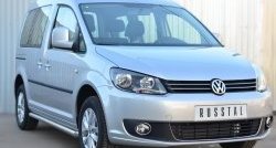 14 849 р. Защита порогов из круглой трубы диаметром 63 мм (рестайлинг) Russtal Volkswagen Caddy 2K дорестайлинг (2003-2010) (Защита порогов с со скосами на торцах (вариант 1))  с доставкой в г. Москва. Увеличить фотографию 4