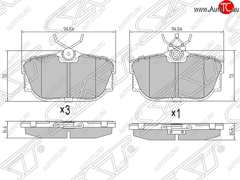 1 079 р. Колодки тормозные SAT (задние)  Volkswagen Caravelle  T4 - Transporter  T4  с доставкой в г. Москва