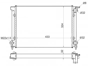 Радиатор двигателя (трубчатый, МКПП, 1.5/1.6) SAT Volkswagen Jetta А2 седан (1984-1992)