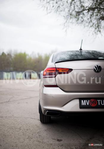 4 999 р. Имитация выхлопа MV-Tuning  Volkswagen Polo  Mk6 (2020-2022) лифтбек (BLACK (чёрный глянец))  с доставкой в г. Москва. Увеличить фотографию 4