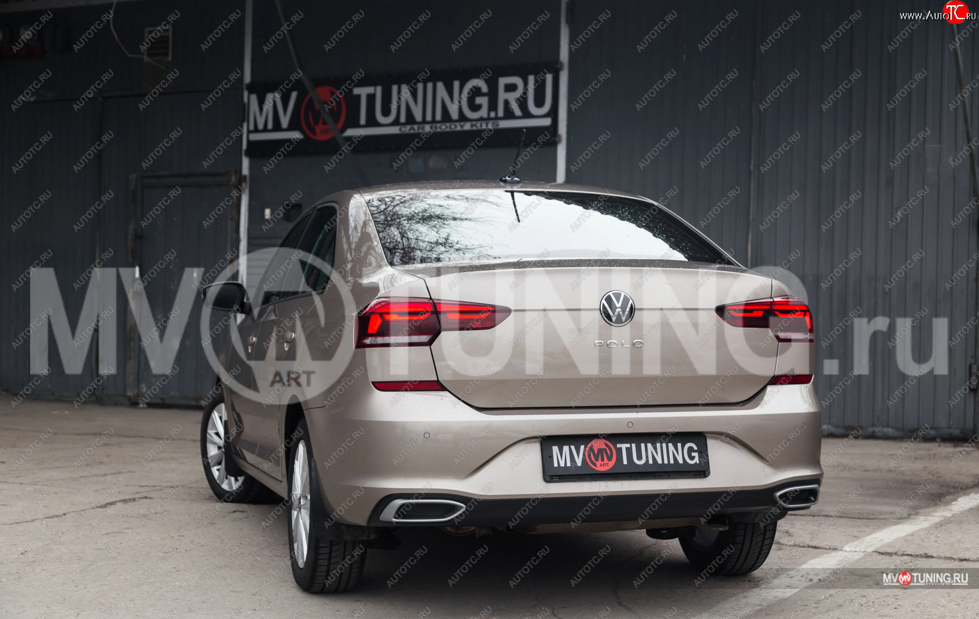 4 999 р. Имитация насадок глушителя MV-Tuning  Volkswagen Polo  Mk6 (2020-2022) лифтбек (SILVER (серебро))  с доставкой в г. Москва