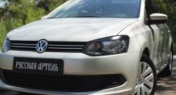 1 629 р. Реснички на фары RA Volkswagen Polo 5 хэтчбек дорестайлинг (2009-2015) (Неокрашенные)  с доставкой в г. Москва. Увеличить фотографию 2