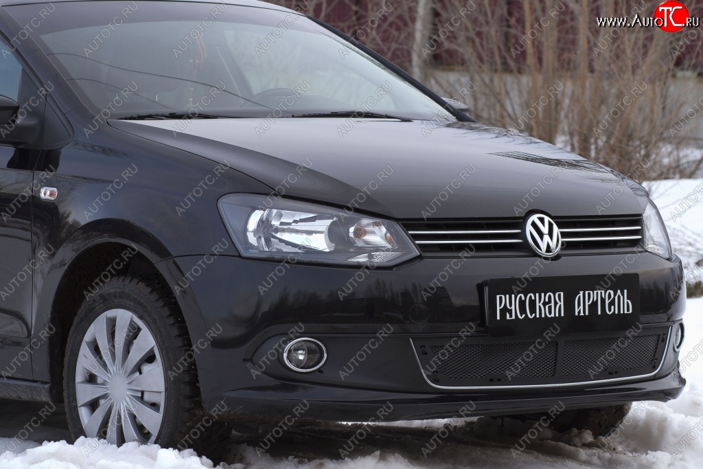 2 059 р. Защитная сетка решетки переднего бампера РА (Highline)  Volkswagen Polo  5 (2009-2015) хэтчбек дорестайлинг  с доставкой в г. Москва