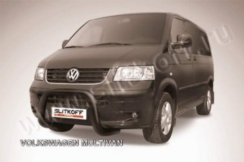 25 999 р. Кенгурятник d76 низкий мини  Volkswagen Transporter  T5 (2003-2009) дорестайлинг (Цвет: серебристый)  с доставкой в г. Москва. Увеличить фотографию 1