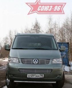 11 249 р. Защита переднего бампера одинарная Souz-96 (d60). Volkswagen Transporter T5 дорестайлинг (2003-2009)  с доставкой в г. Москва. Увеличить фотографию 3