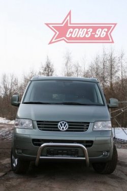 12 959 р. Защита переднего бампера Souz-96 (d60)  Volkswagen Transporter  T5 (2003-2015) дорестайлинг, рестайлинг  с доставкой в г. Москва. Увеличить фотографию 3