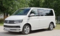 Защита переднего бампера (2 трубыØ42 мм, нержавейка) SLITKOFF Volkswagen Transporter T6 дорестайлинг (2015-2019)