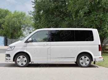 13 999 р. Правая защита порога SLITKOFF из круглой трубы диаметром 63 мм SLITKOFF Volkswagen Caravelle T6 дорестайлинг (2015-2019)  с доставкой в г. Москва. Увеличить фотографию 2