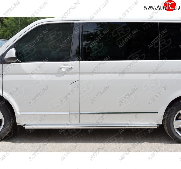 13 999 р. Правая защита порога SLITKOFF из круглой трубы диаметром 63 мм SLITKOFF Volkswagen Caravelle T6 дорестайлинг (2015-2019)  с доставкой в г. Москва