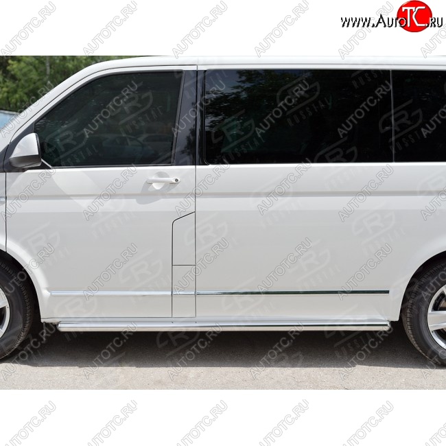 14 999 р. Правая защита порогов SLITKOFF из круглой трубы диаметром 63 мм v3 Volkswagen Caravelle T6 дорестайлинг (2015-2019)  с доставкой в г. Москва