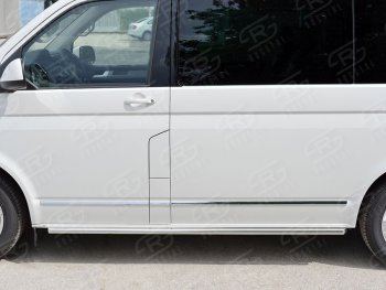 10 449 р. Правая защита порогов SLITKOFF из круглой трубы d63 мм Volkswagen Transporter T6 дорестайлинг (2015-2019)  с доставкой в г. Москва. Увеличить фотографию 2