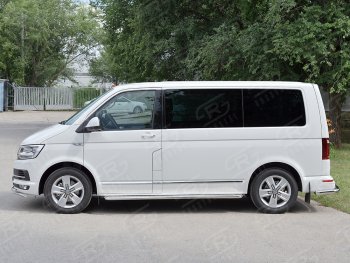 12 549 р. Правая широкая защита порогов SLITKOFF из круглой трубы d63 мм v2 Volkswagen Transporter T6 дорестайлинг (2015-2019)  с доставкой в г. Москва. Увеличить фотографию 2