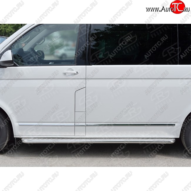 12 549 р. Правая широкая защита порогов SLITKOFF из круглой трубы d63 мм v2 Volkswagen Transporter T6 дорестайлинг (2015-2019)  с доставкой в г. Москва