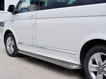 22 699 р. Правая защита порогов SLITKOFF из круглой трубы d63 мм v3 Volkswagen Transporter T6 дорестайлинг (2015-2019)  с доставкой в г. Москва. Увеличить фотографию 2