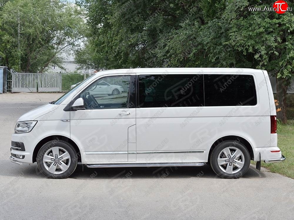 22 699 р. Правая защита порогов SLITKOFF из круглой трубы d63 мм v3  Volkswagen Multivan  T6 - Transporter  T6  с доставкой в г. Москва