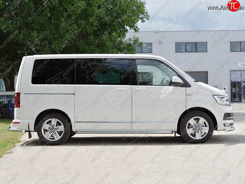 10 999 р. Левая защита порога SLITKOFF из круглой трубы диаметром 63 мм v2 Volkswagen Transporter T6 дорестайлинг (2015-2019)  с доставкой в г. Москва