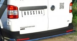 21 349 р. Защита заднего бампера (Ø63 и 42 мм с уголками, нержавейка) SLITKOFF Volkswagen Transporter T5 рестайлинг (2009-2015)  с доставкой в г. Москва. Увеличить фотографию 2