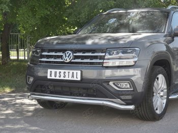 18 849 р. Защита переднего бампера (Ø63 мм волна, нержавейка) SLITKOFF  Volkswagen Teramont  CA1 (2016-2020) дорестайлинг  с доставкой в г. Москва. Увеличить фотографию 4