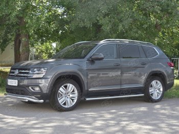 26 699 р. Защита переднего бампера (2 трубы Ø63 и 42 мм, нержавейка) SLITKOFF Volkswagen Teramont CA1 дорестайлинг (2016-2020)  с доставкой в г. Москва. Увеличить фотографию 2