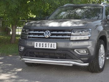 26 699 р. Защита переднего бампера (2 трубы Ø63 и 42 мм, нержавейка) SLITKOFF Volkswagen Teramont CA1 дорестайлинг (2016-2020)  с доставкой в г. Москва. Увеличить фотографию 4