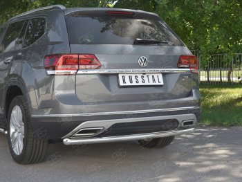 16 899 р. Защита заднего бампера (Ø63 мм, нержавейка) SLITKOFF Volkswagen Teramont CA1 дорестайлинг (2016-2020)  с доставкой в г. Москва. Увеличить фотографию 4