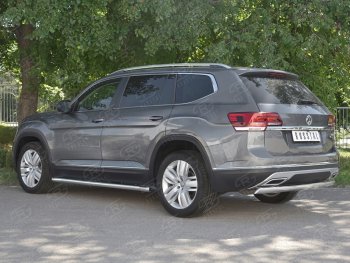 10 649 р. Защита заднего бампера (Ø75х42 мм, нержавейка) Russtal  Volkswagen Teramont  CA1 (2016-2020) дорестайлинг  с доставкой в г. Москва. Увеличить фотографию 2