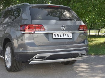 10 649 р. Защита заднего бампера (Ø75х42 мм, нержавейка) Russtal  Volkswagen Teramont  CA1 (2016-2020) дорестайлинг  с доставкой в г. Москва. Увеличить фотографию 4