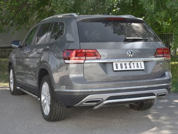 16 899 р. Защита заднего бампера (Ø42 мм волна, нержавейка) SLITKOFF Volkswagen Teramont CA1 дорестайлинг (2016-2020)  с доставкой в г. Москва. Увеличить фотографию 4