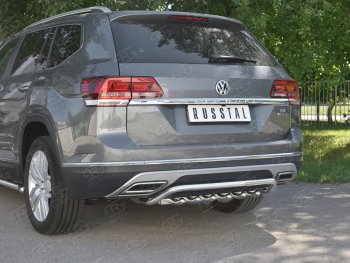 26 999 р. Защита заднего бампера (Ø42 мм, волна+зубы, нержавейка) SLITKOFF Volkswagen Teramont CA1 дорестайлинг (2016-2020)  с доставкой в г. Москва. Увеличить фотографию 4