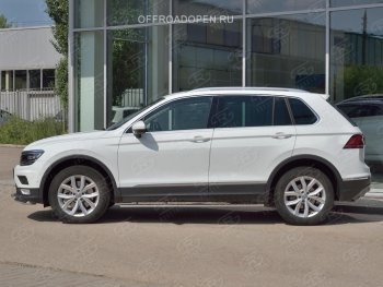 20 749 р. Пороги труба 75х42 овал с проступью Russtal Volkswagen Tiguan Mk2 дорестайлинг (2016-2020)  с доставкой в г. Москва. Увеличить фотографию 4