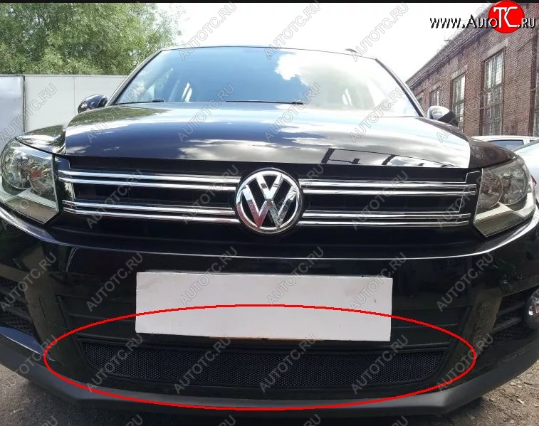 2 699 р. Защитная решётка в воздуховод автомобиля Russtal (черная) Volkswagen Tiguan Mk2 дорестайлинг (2016-2020)  с доставкой в г. Москва