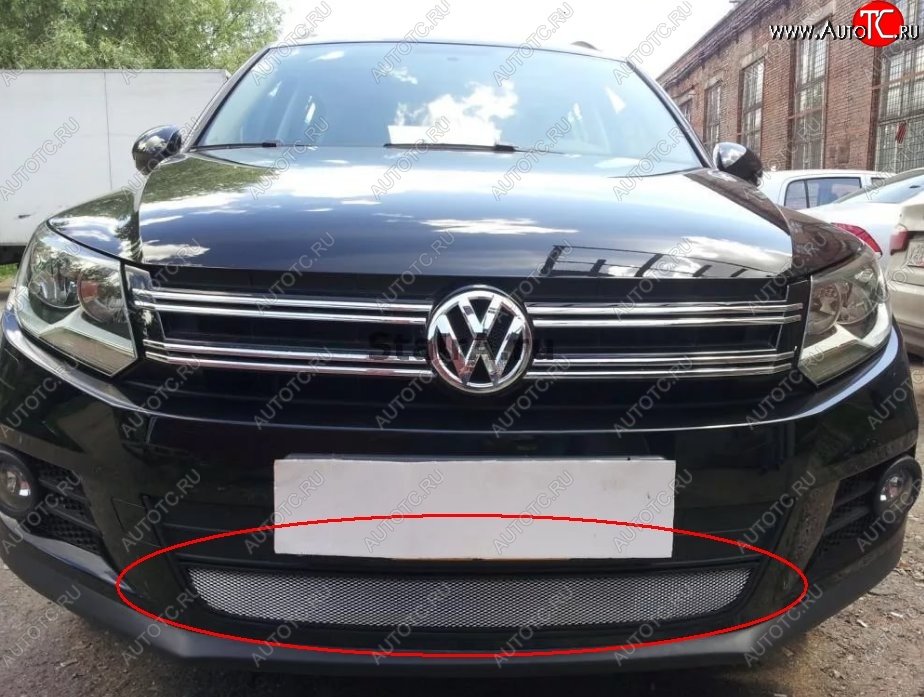 2 799 р. Защитная решётка в воздуховод автомобиля Russtal (хром) Volkswagen Tiguan Mk2 дорестайлинг (2016-2020)  с доставкой в г. Москва