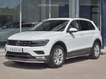 16 999 р. Защита переднего бампера (Ø42 мм, нержавейка, NOT OFF ROAD) SLITKOFF Volkswagen Tiguan Mk2 дорестайлинг (2016-2020)  с доставкой в г. Москва. Увеличить фотографию 3