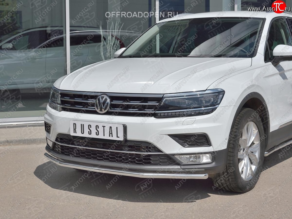 16 999 р. Защита переднего бампера (Ø42 мм, нержавейка, NOT OFF ROAD) SLITKOFF Volkswagen Tiguan Mk2 дорестайлинг (2016-2020)  с доставкой в г. Москва